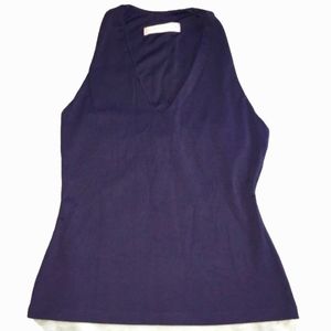 SUSANA MONACO Dark Blue Sleeveless Tank Top Fitted Low V-Neck Juniors Size S